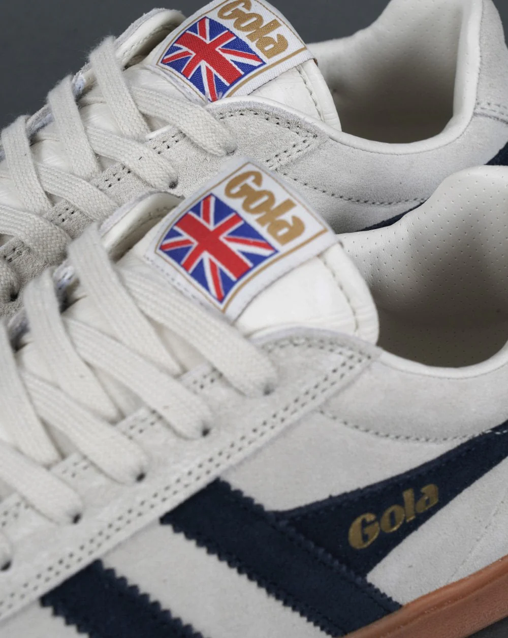 Gola Equipe Suede Trainer Off White/Navy/gum - Image 4