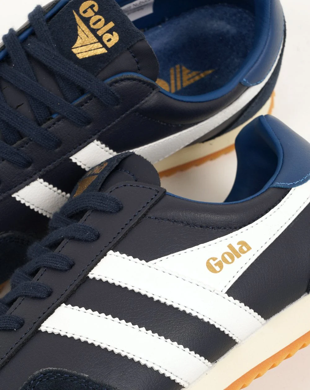 Gola Europa Leather Trainers Navy/White/Marine - Image 3