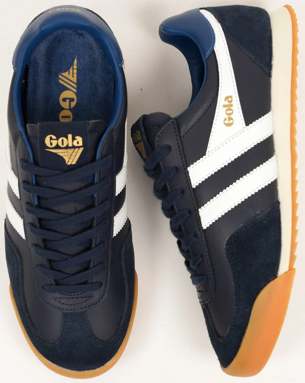 Gola Europa Leather Trainers Navy/White/Marine - Image 4