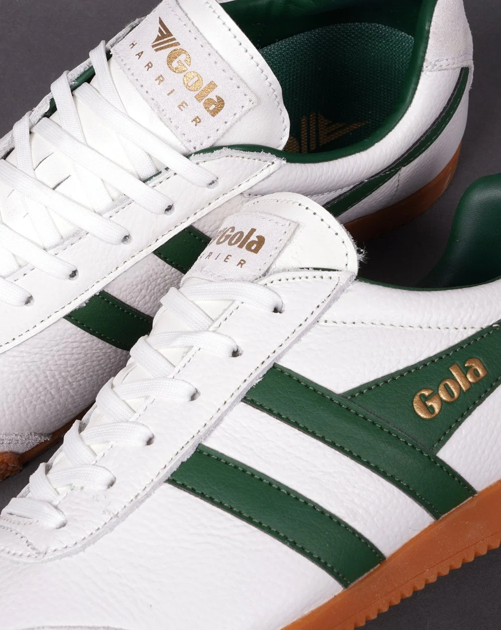 Gola Harrier Leather Trainer White / Green - Image 2