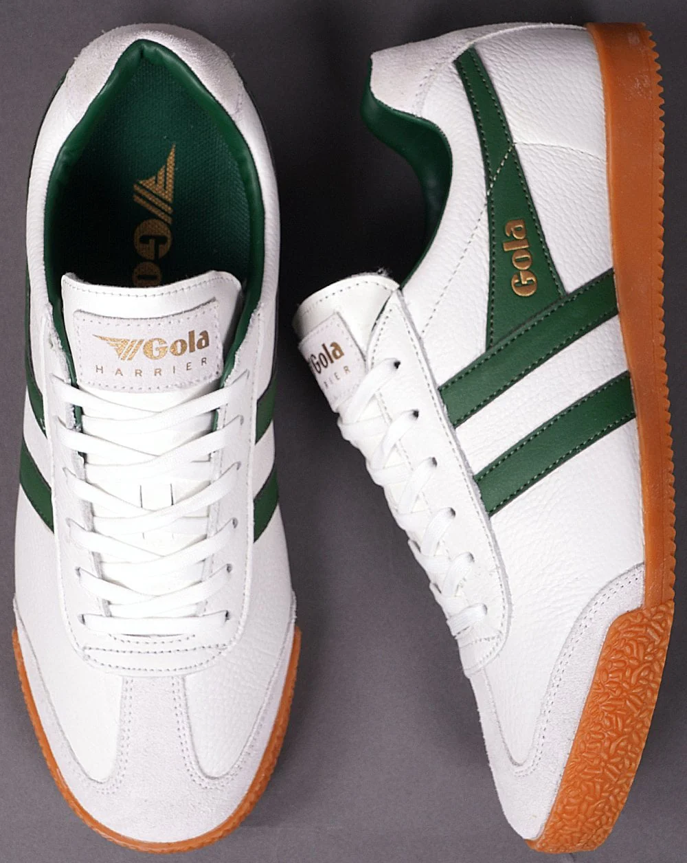 Gola Harrier Leather Trainer White / Green - Image 4