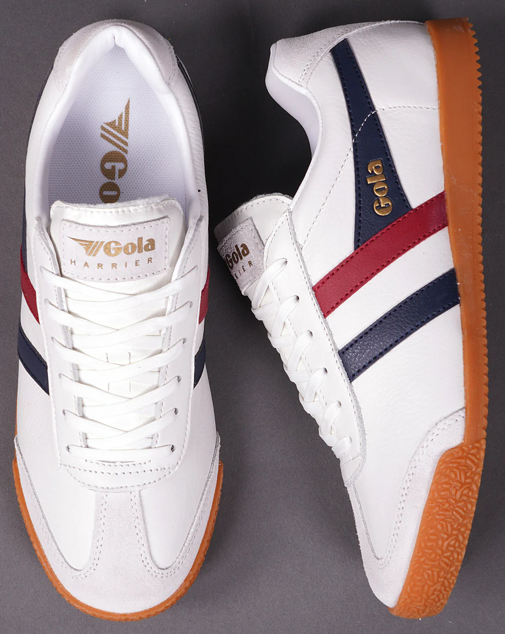 Gola Harrier Leather Trainer White / Navy / Red - Image 4