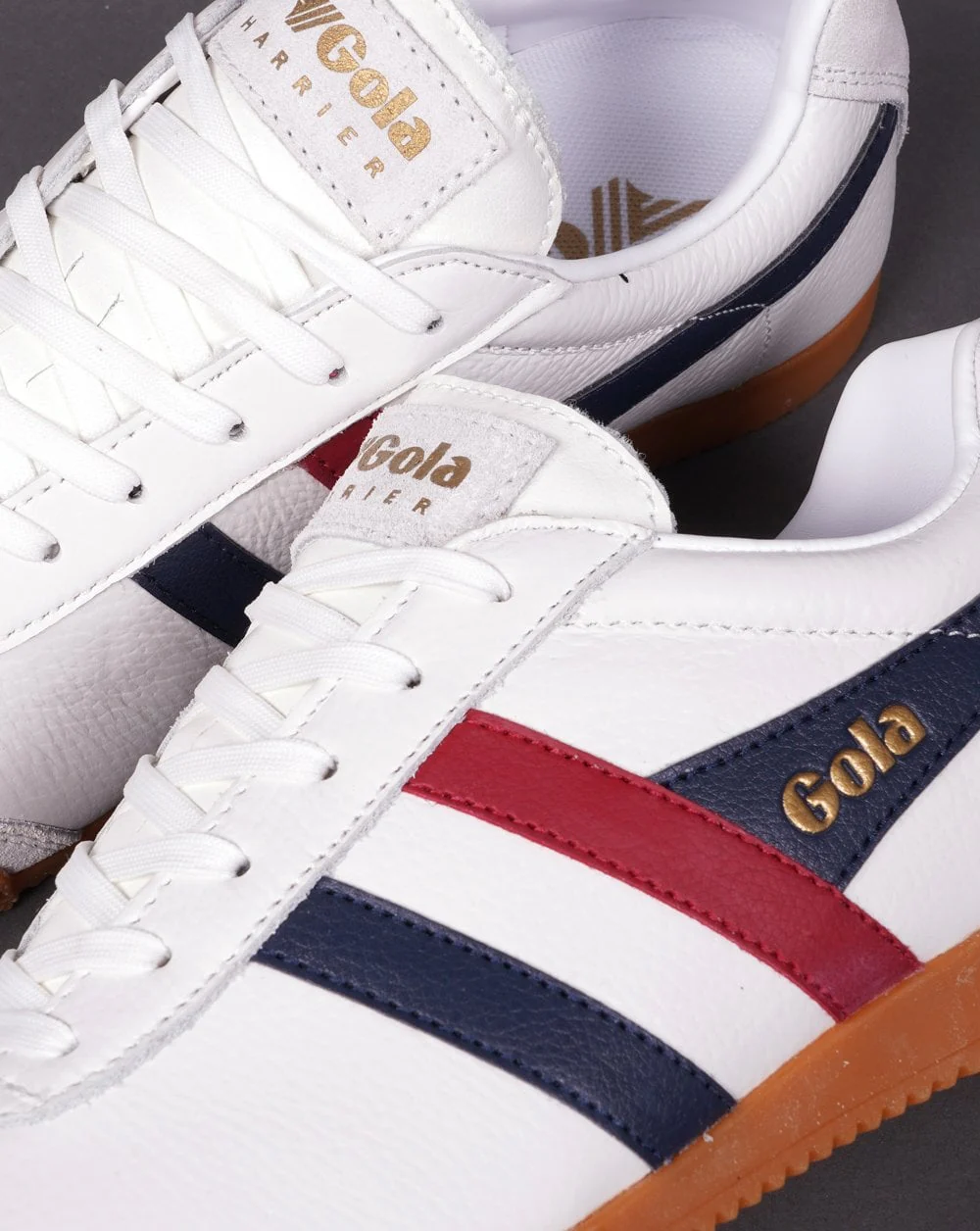 Gola Harrier Leather Trainer White/Navy/Red - Image 2