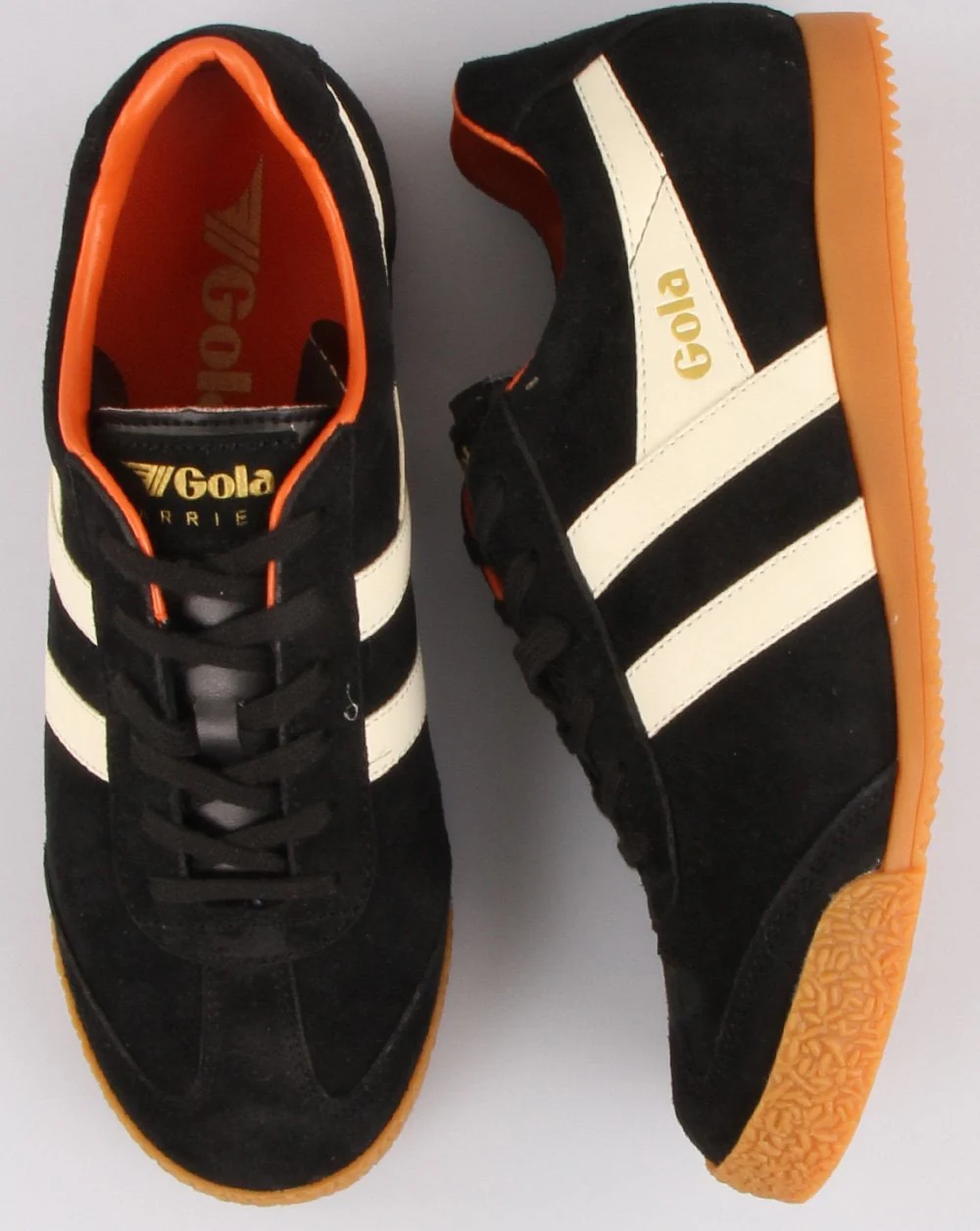 Gola Harrier Suede Trainer Black/Off White - Image 2