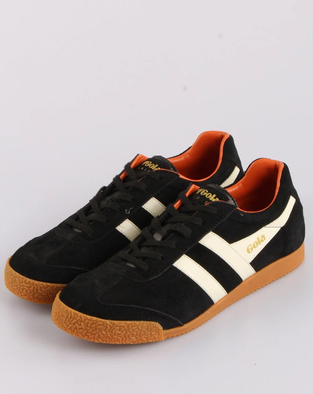 Gola Harrier Suede Trainer Black/Off White - Image 3