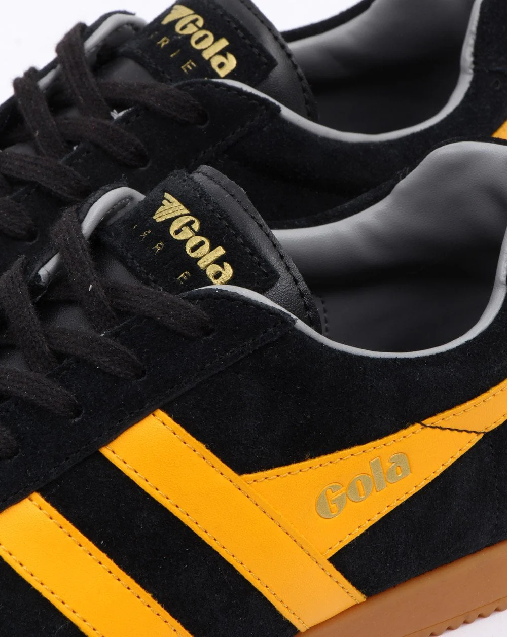 Gola Harrier Suede Trainer Black/Yellow - Image 4