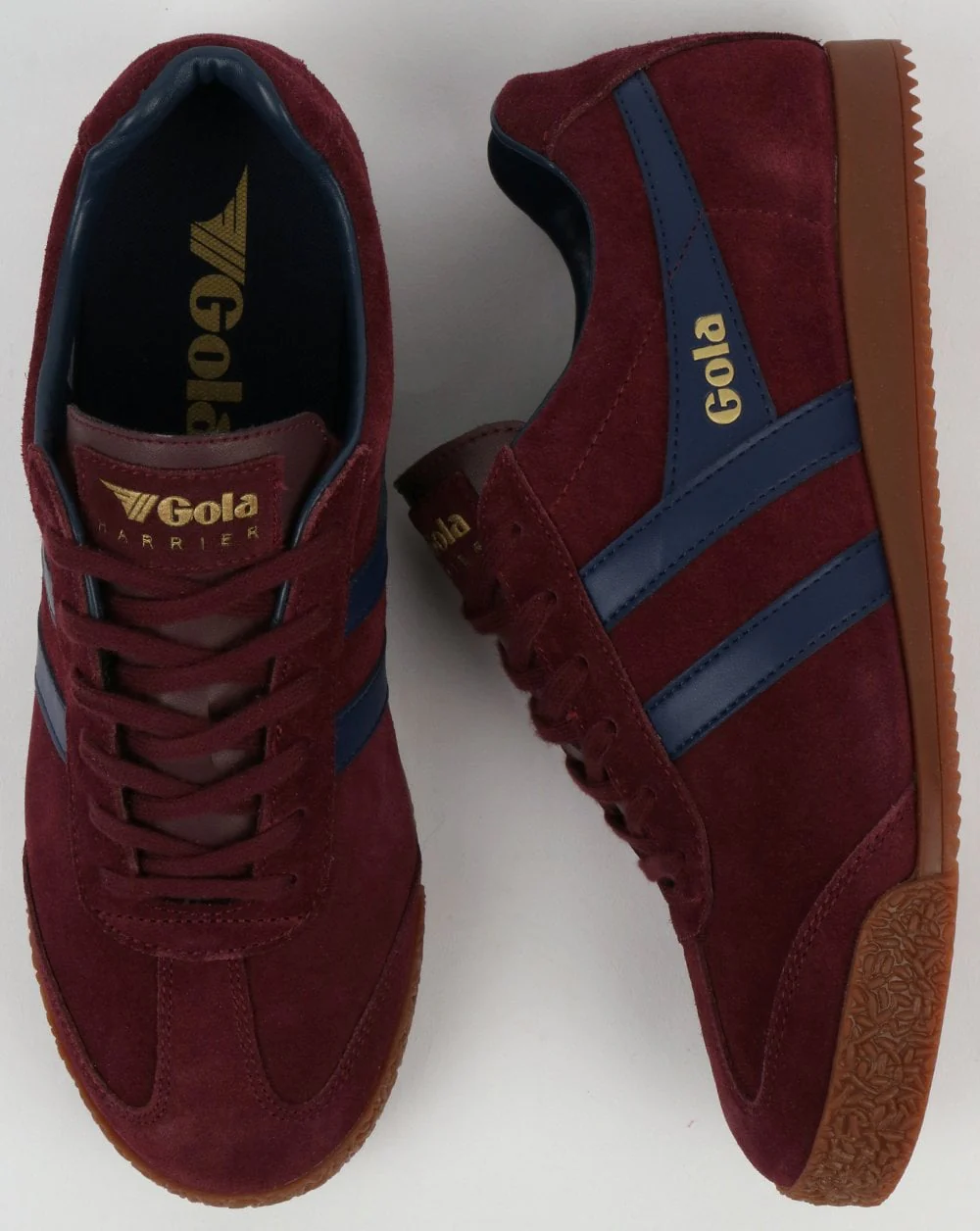 Gola Harrier Suede Trainer Burgundy/Navy - Image 2