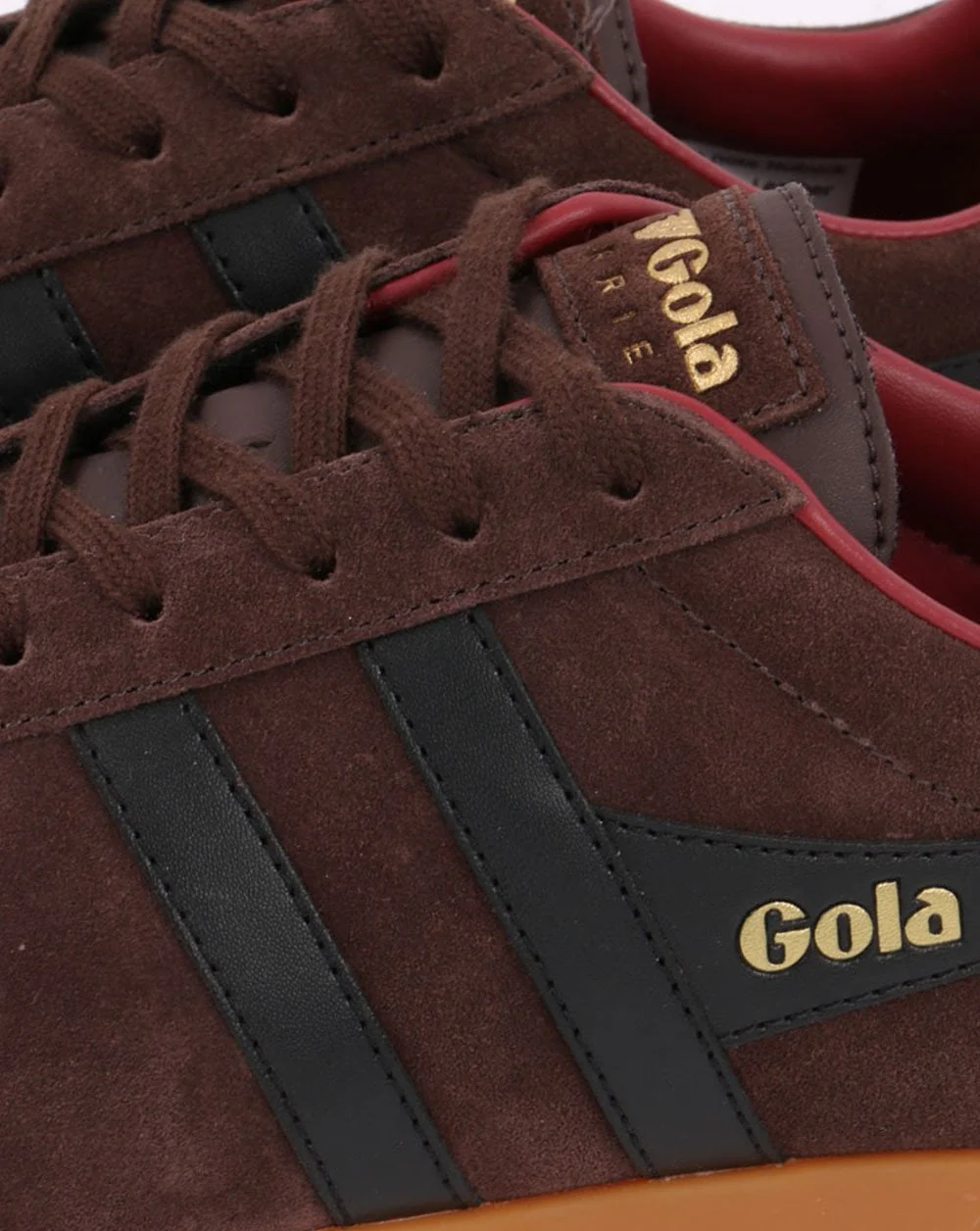 Gola Harrier Suede Trainer Dark Brown/black/deep Red - Image 3