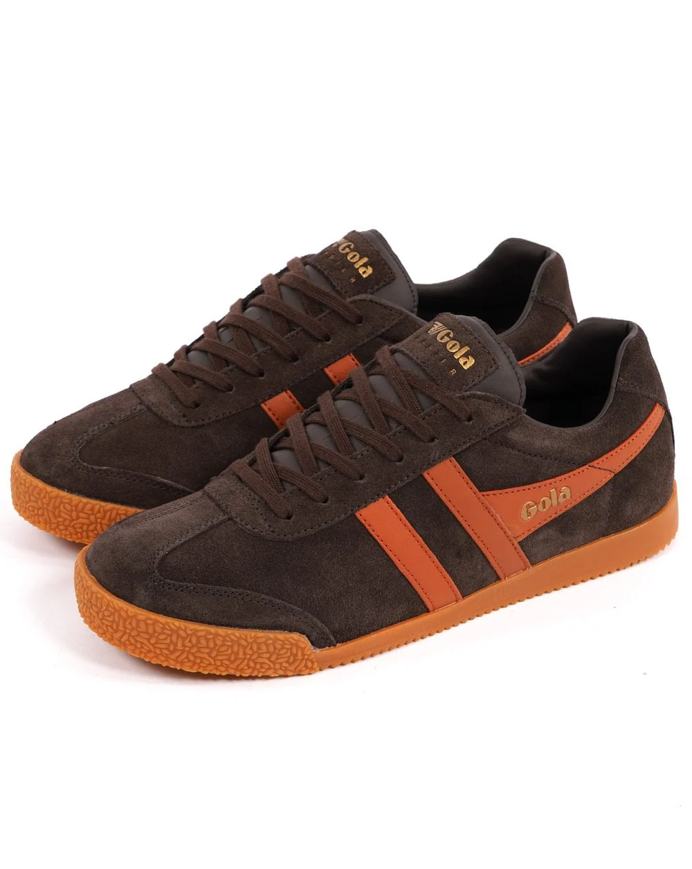 Gola Harrier Suede Trainer Dark Brown / Moody Orange - Image 2