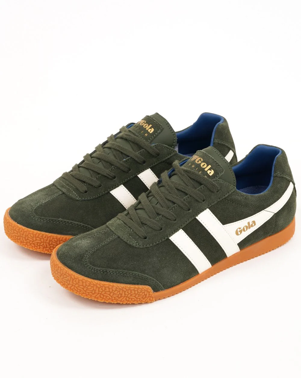 Gola Harrier Suede Trainer Dark Green/Off White/Marine - Image 2