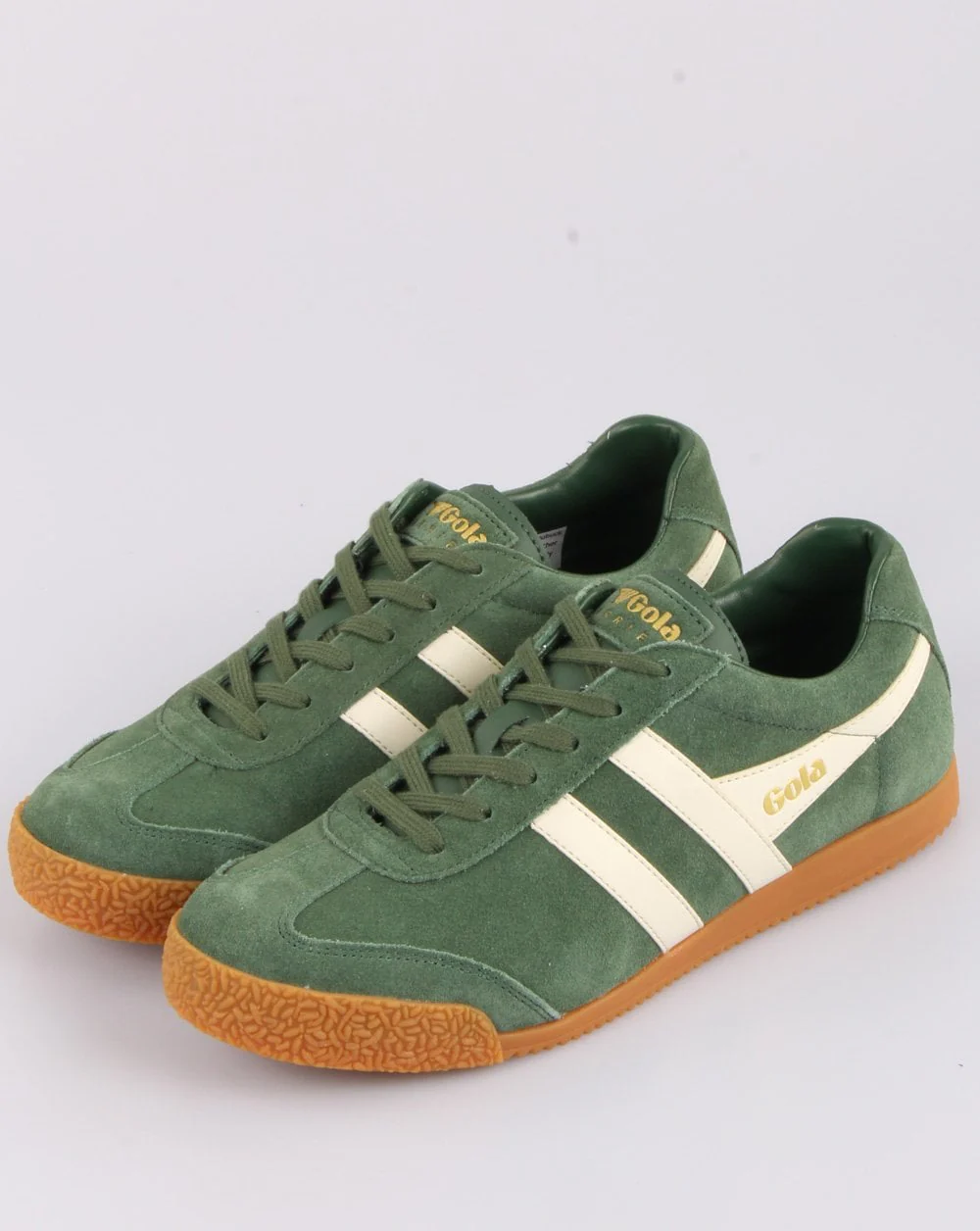 Gola Harrier Suede Trainer Evergreen/Off White - Image 3