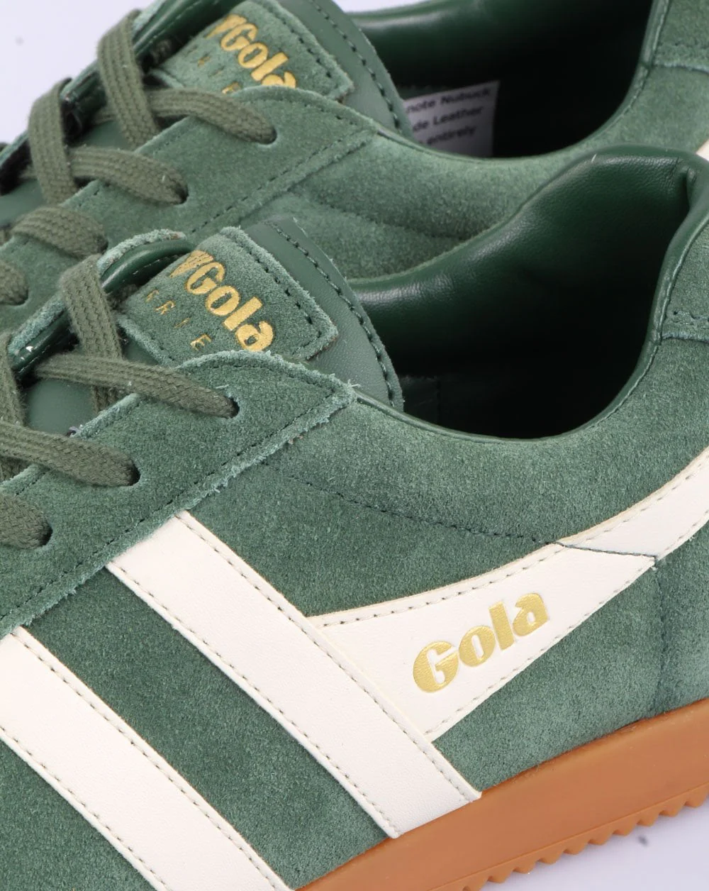 Gola Harrier Suede Trainer Evergreen/Off White - Image 4