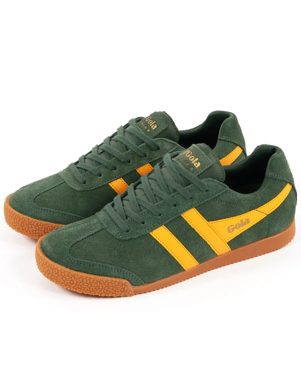 Gola Harrier Suede Trainer Evergreen / Sun - Image 2