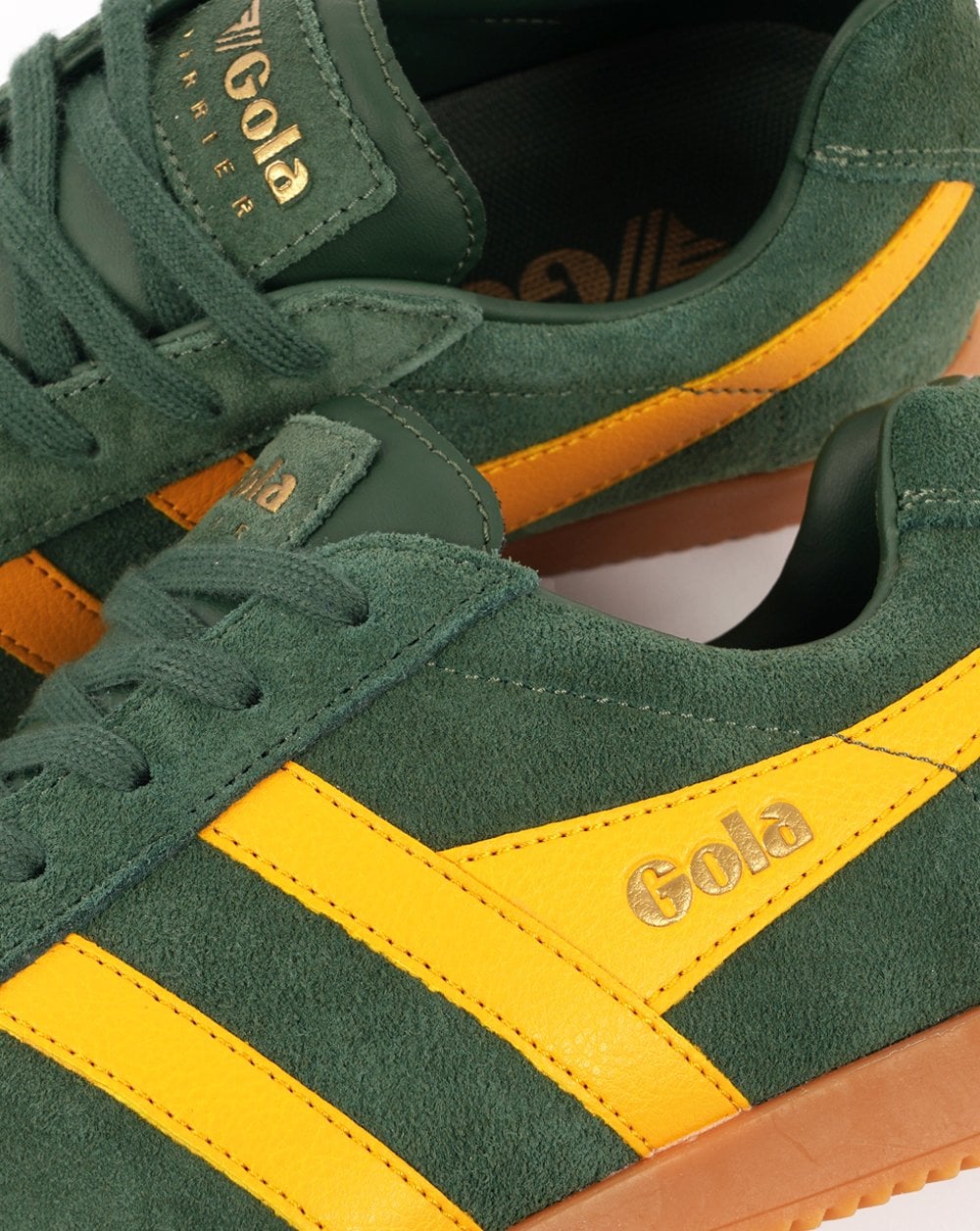 Gola Harrier Suede Trainer Evergreen / Sun - Image 3