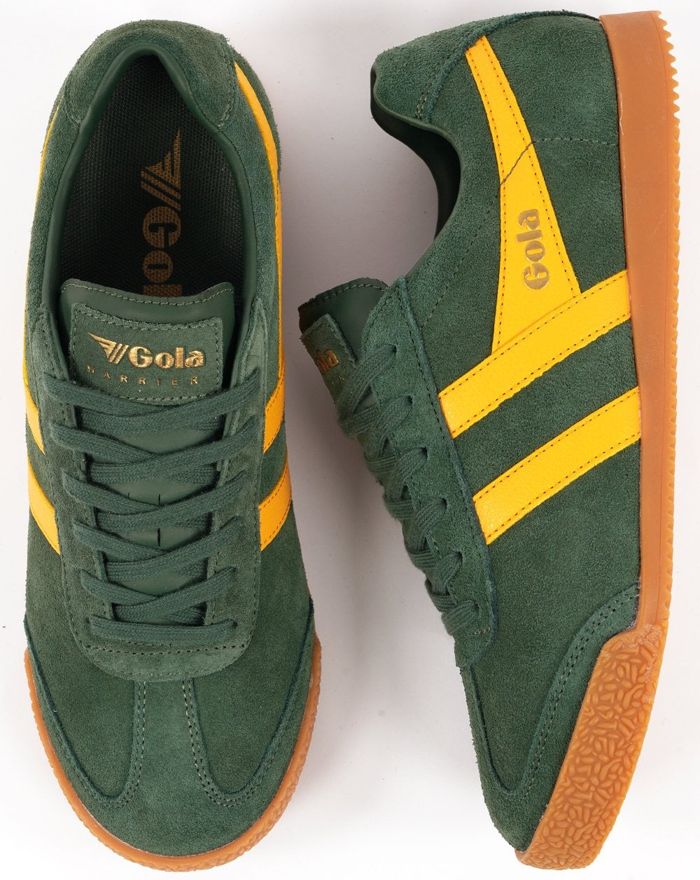 Gola Harrier Suede Trainer Evergreen / Sun - Image 4