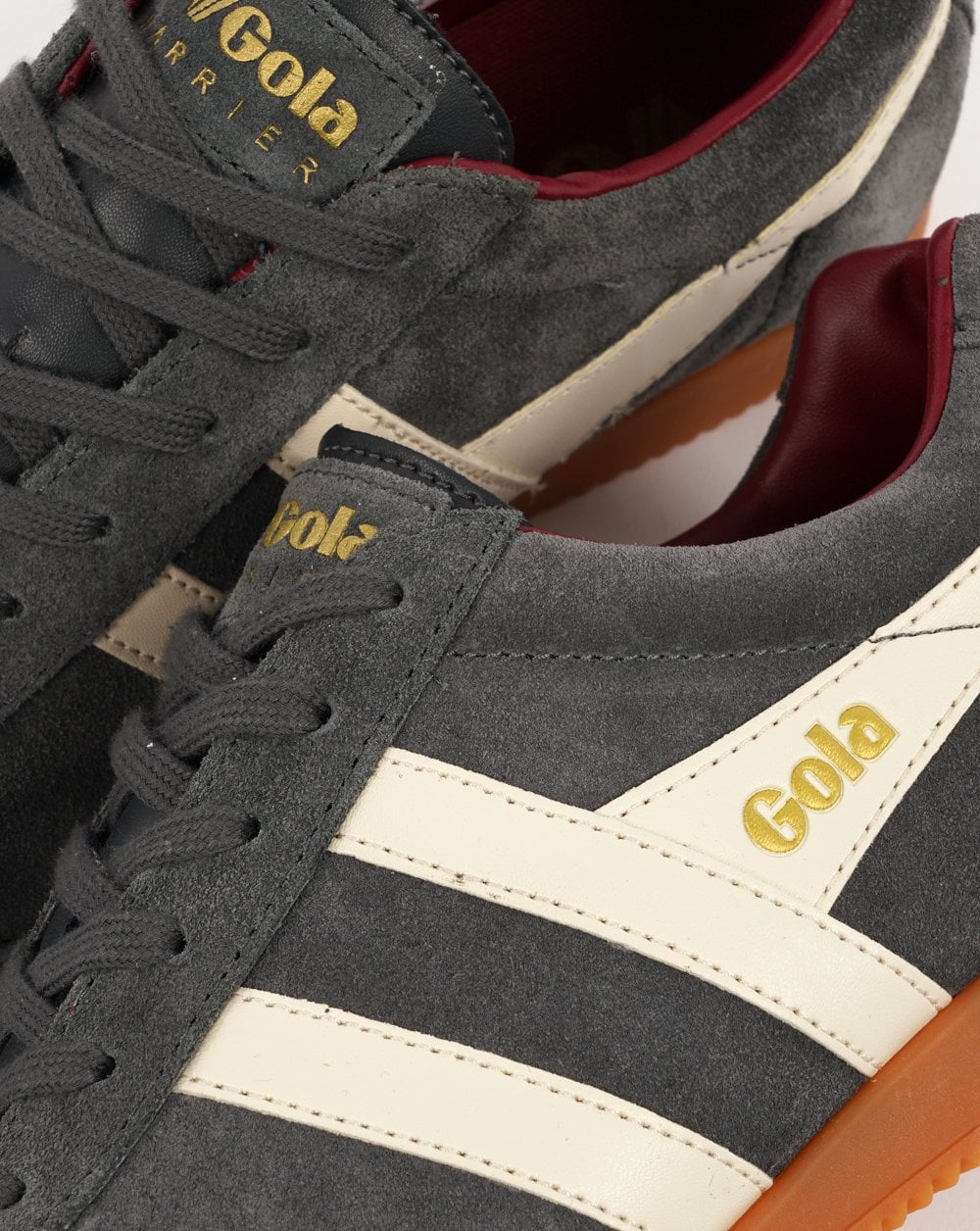 Gola Harrier Suede Trainer Grey Off White - Image 3