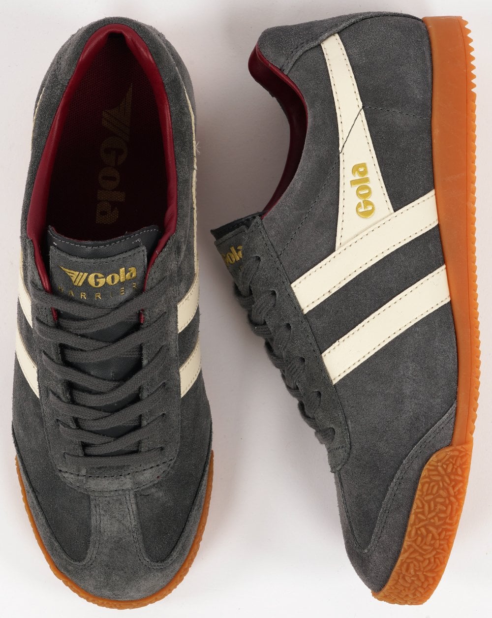 Gola Harrier Suede Trainer Grey Off White - Image 4