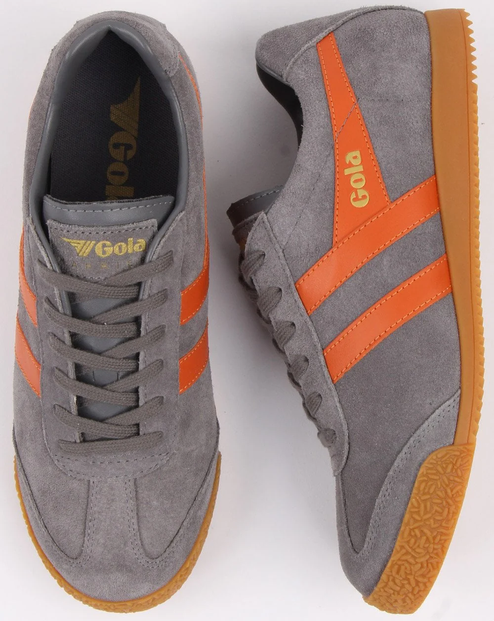 Gola Harrier Suede Trainer Grey/Orange
