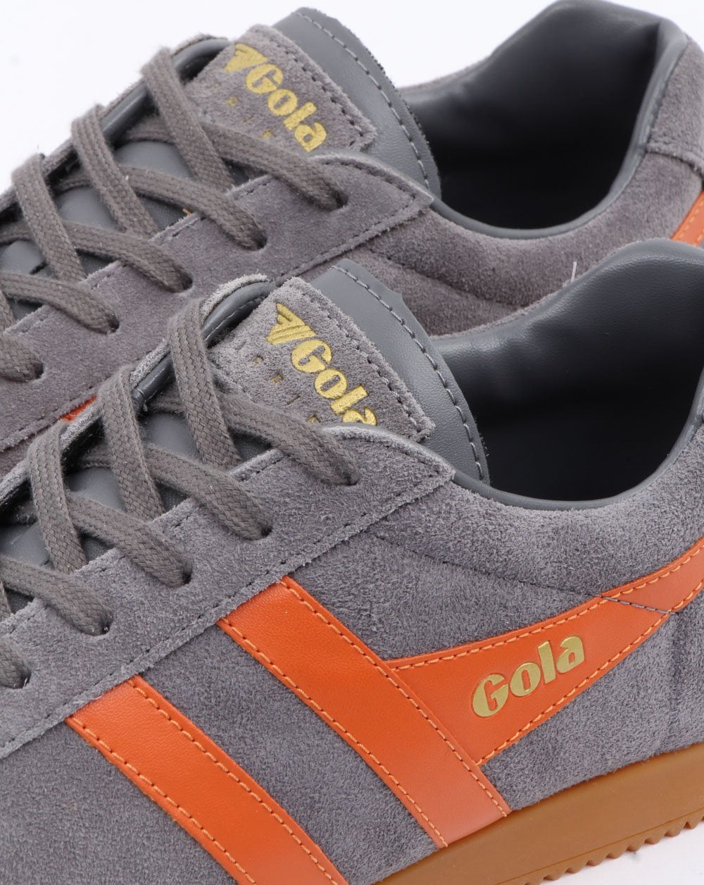 Gola Harrier Suede Trainer Grey/Orange - Image 2