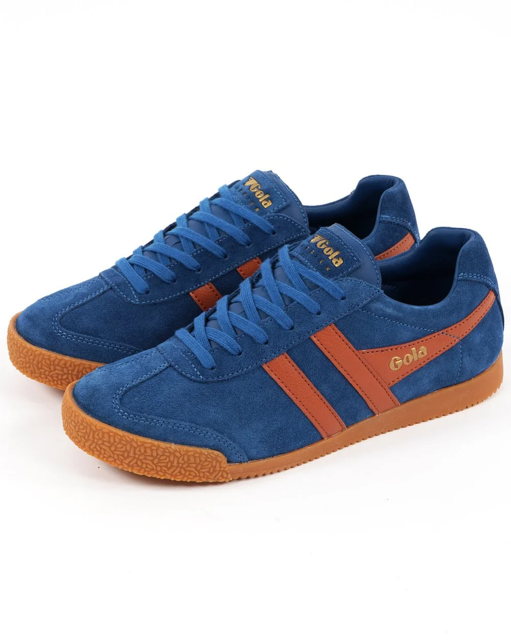 Gola Harrier Suede Trainer Marine Blue / Moody Orange - Image 2