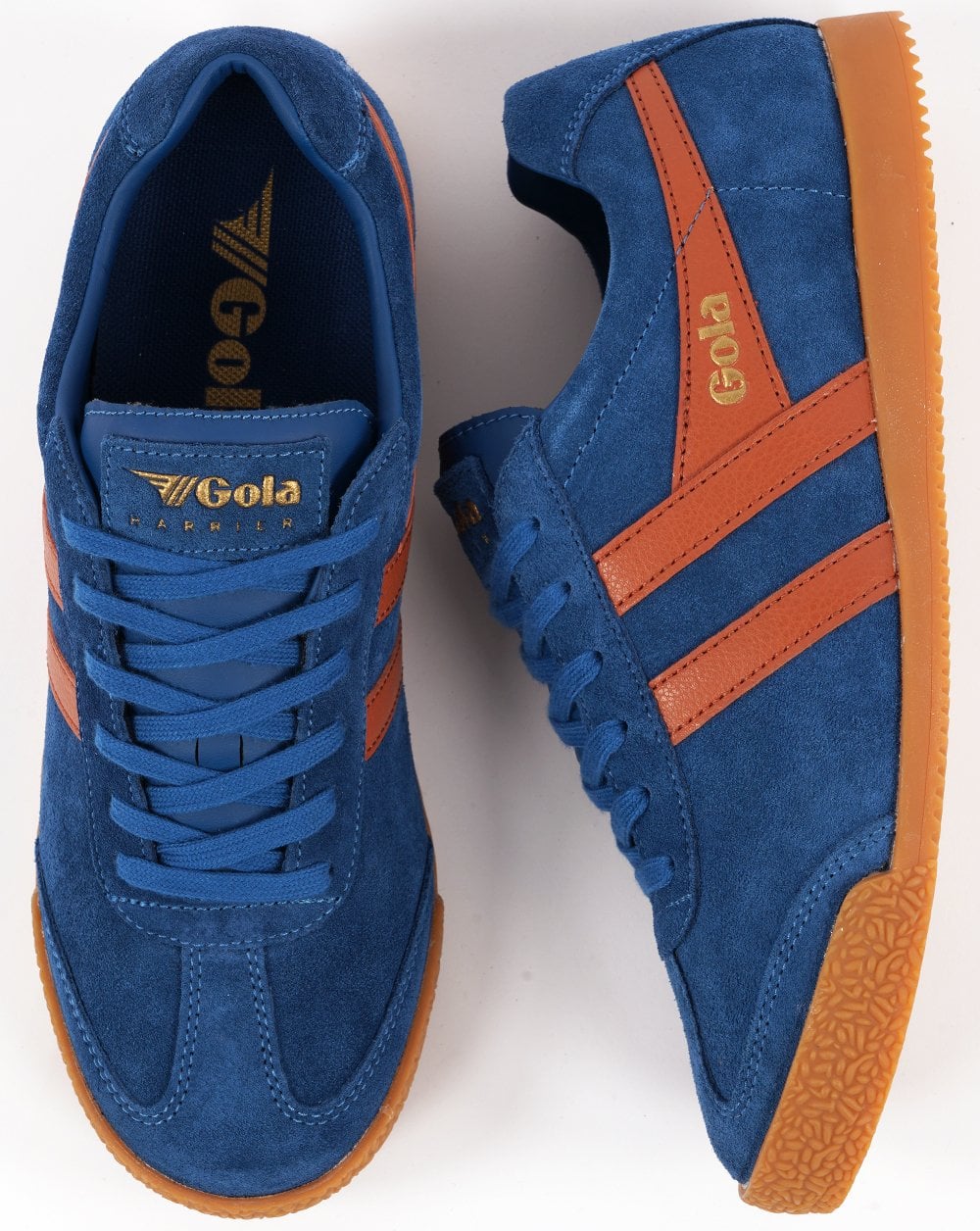 Gola Harrier Suede Trainer Marine Blue / Moody Orange - Image 4