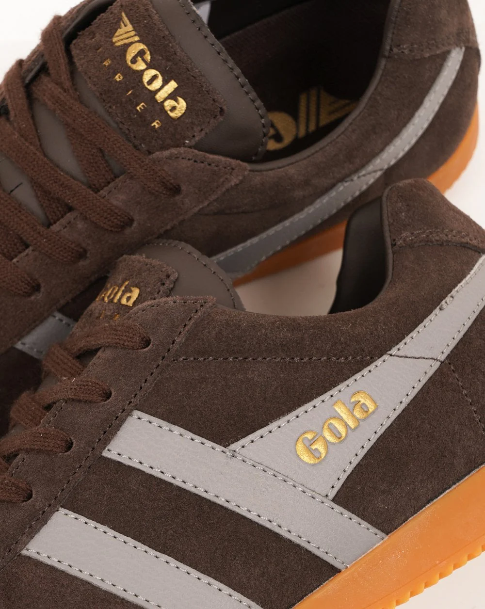 Gola Harrier Suede Trainer Mocha/Cement - Image 3