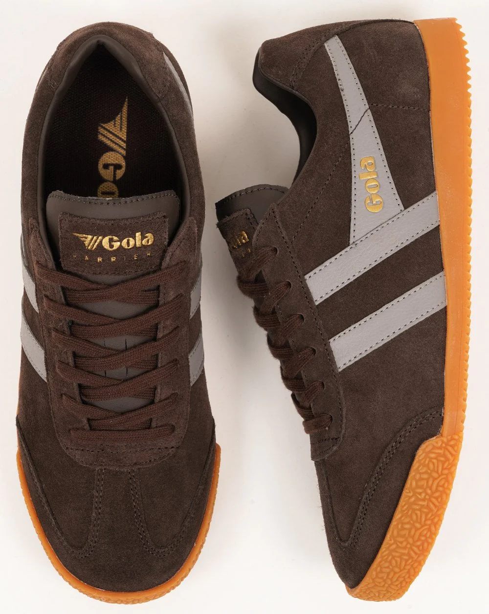 Gola Harrier Suede Trainer Mocha/Cement - Image 4