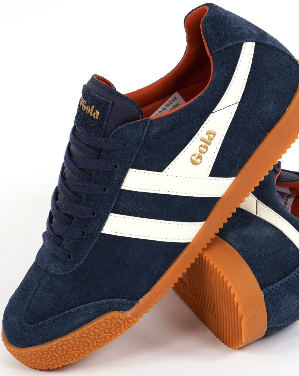 Gola Harrier Suede Trainer Navy / Off White / Orange