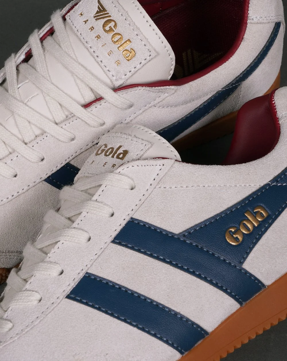 Gola Harrier Suede Trainer Off White /Blue / Burgundy - Image 2