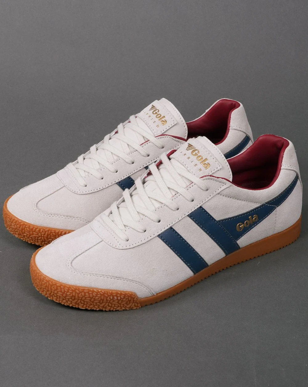 Gola Harrier Suede Trainer Off White /Blue / Burgundy - Image 3