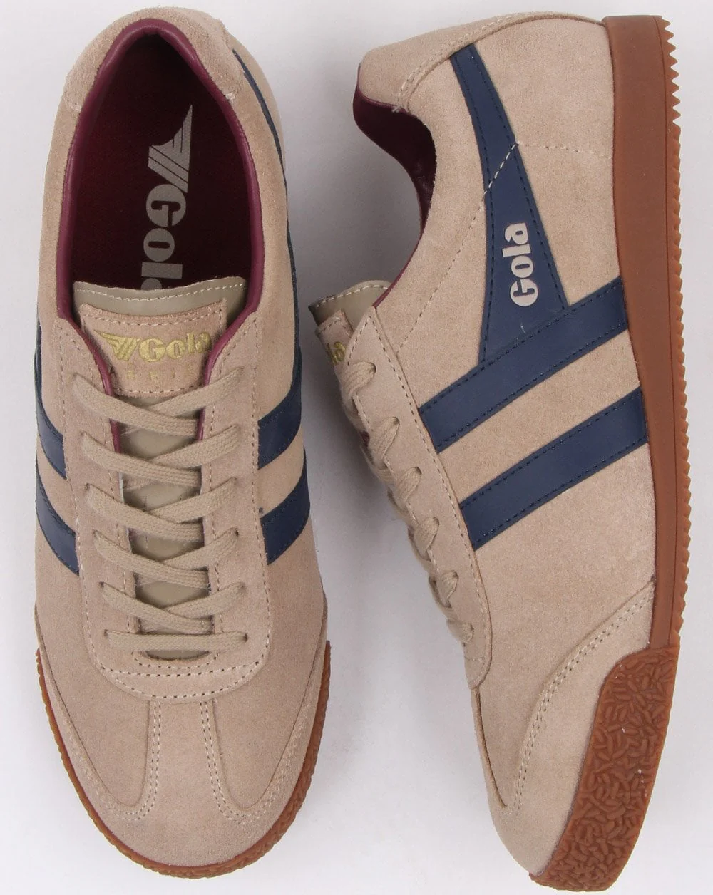 Gola Harrier Suede Trainer Stone/Navy