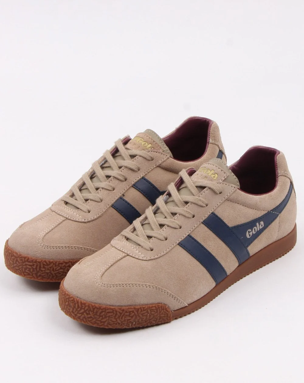 Gola Harrier Suede Trainer Stone/Navy - Image 3