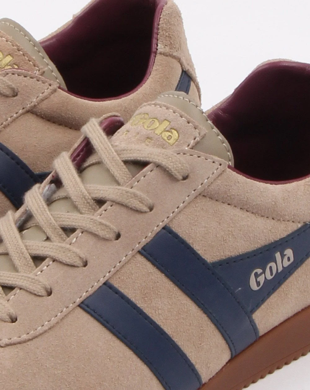 Gola Harrier Suede Trainer Stone/Navy - Image 4