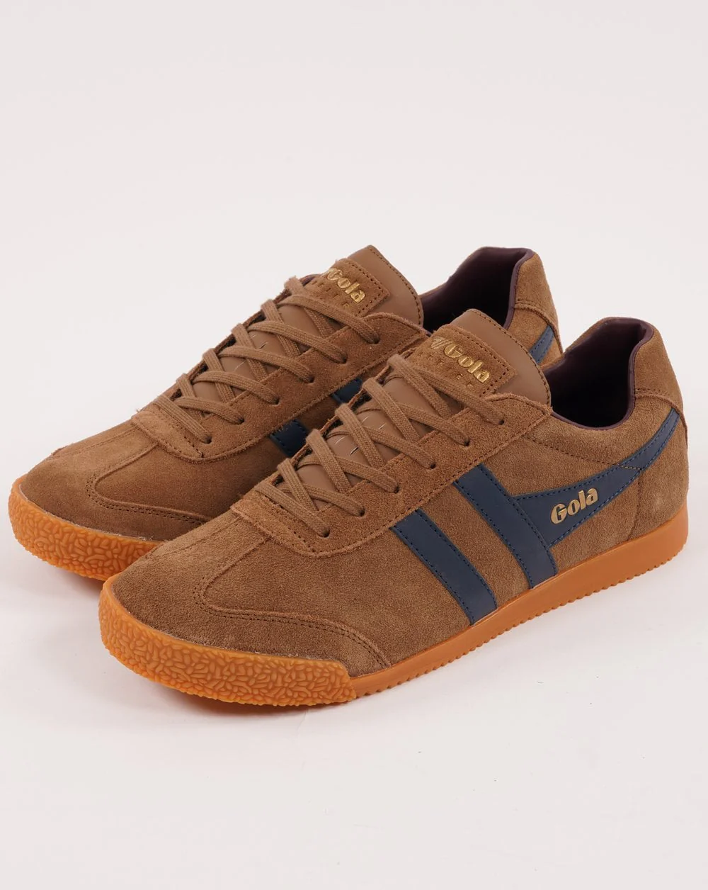 Gola Harrier Suede Trainer Tobacco/Navy/Burgundy - Image 2