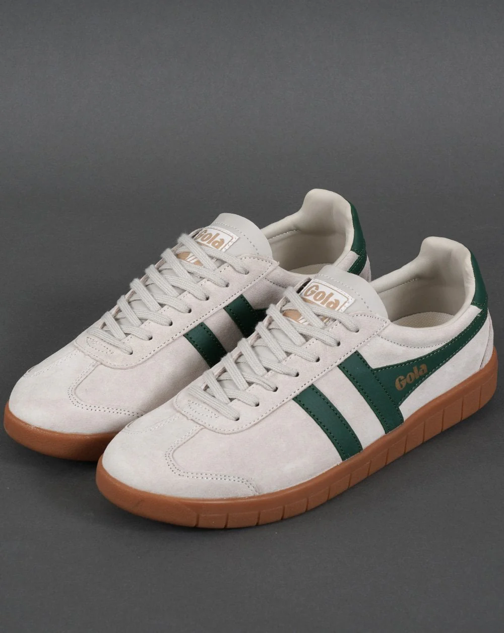Gola Hurricane Suede Trainer Off White/Green/Gum - Image 3