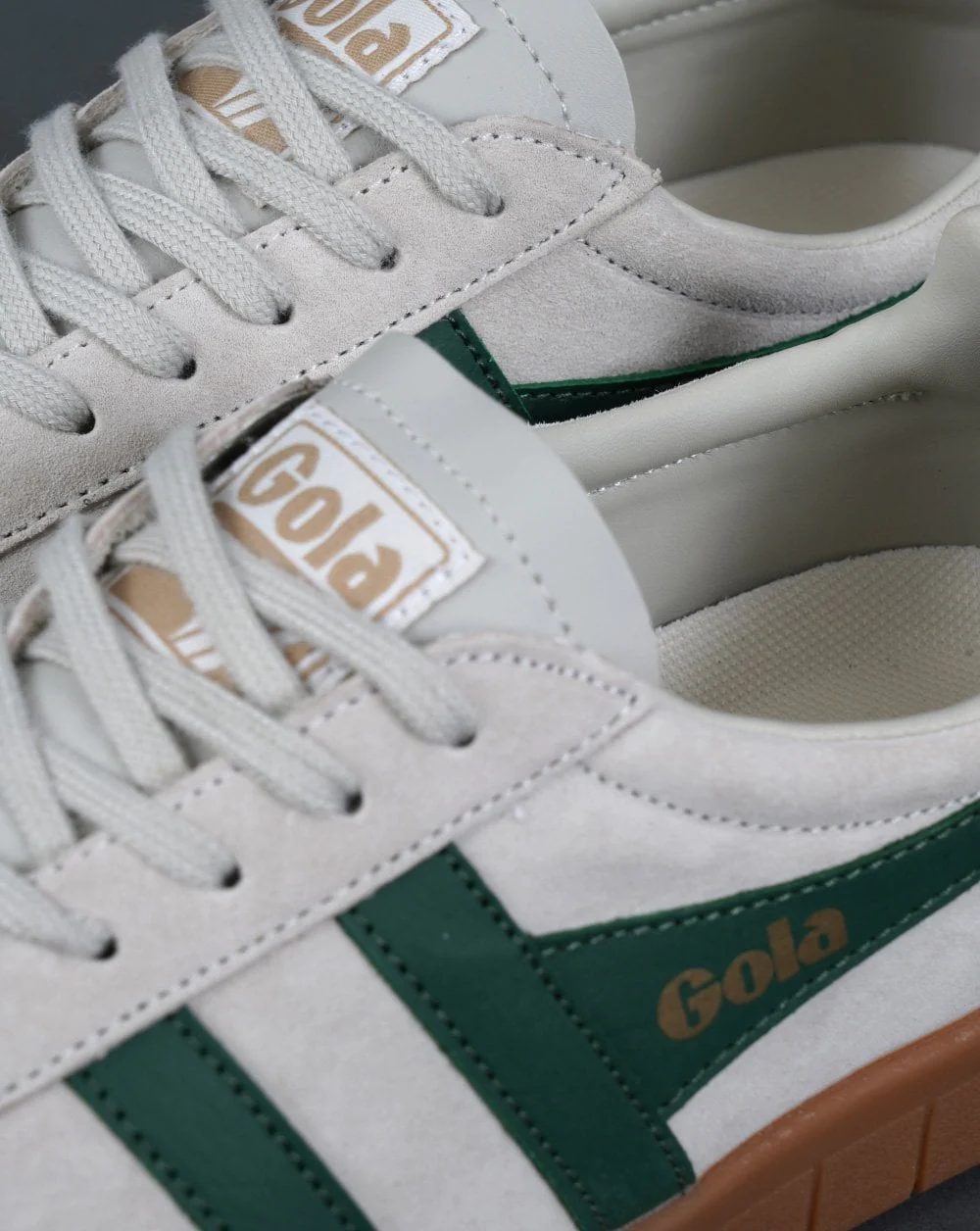 Gola Hurricane Suede Trainer Off White/Green/Gum - Image 4