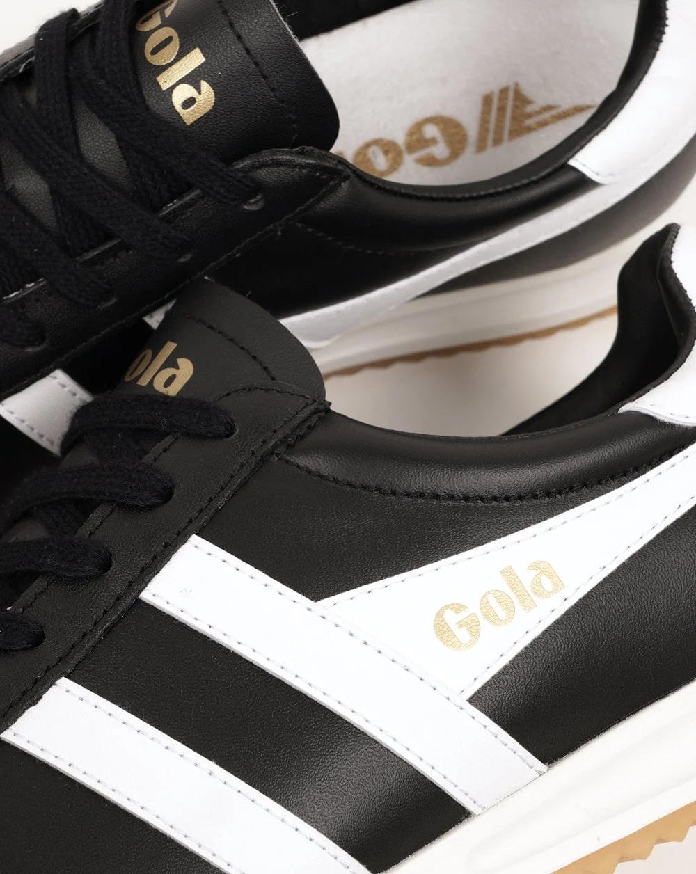 Gola Torpedo Leather Trainers Black/White/Gum - Image 3