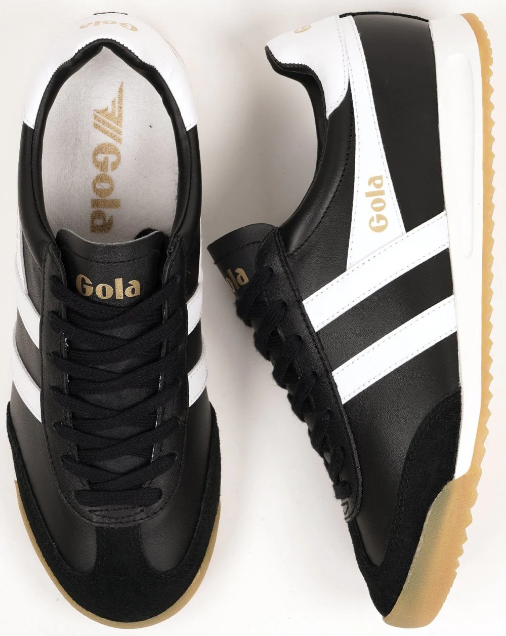 Gola Torpedo Leather Trainers Black/White/Gum - Image 4