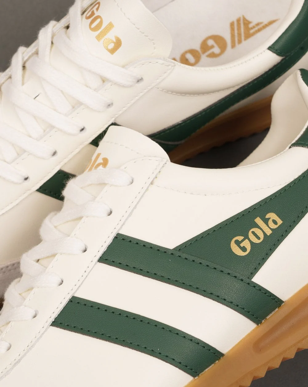 Gola Torpedo Leather Trainers Off White / Evergreen - Image 3