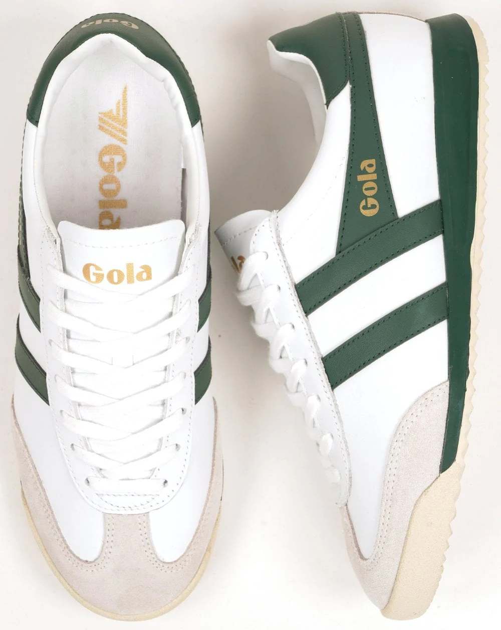 Gola Torpedo Leather Trainers White/Evergreen - Image 4