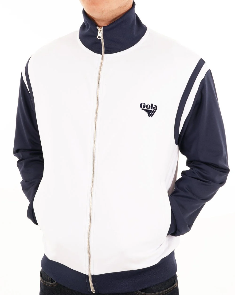Gola Tricot Track Top White/Navy - Image 4