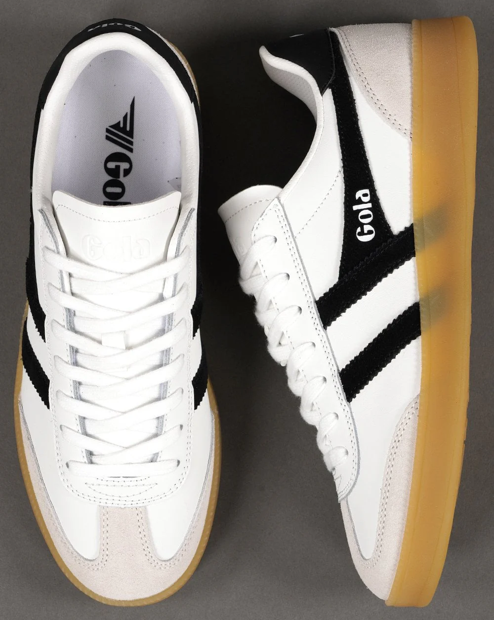 Gola Viper Leather Trainers White/Black/Gum - Image 4