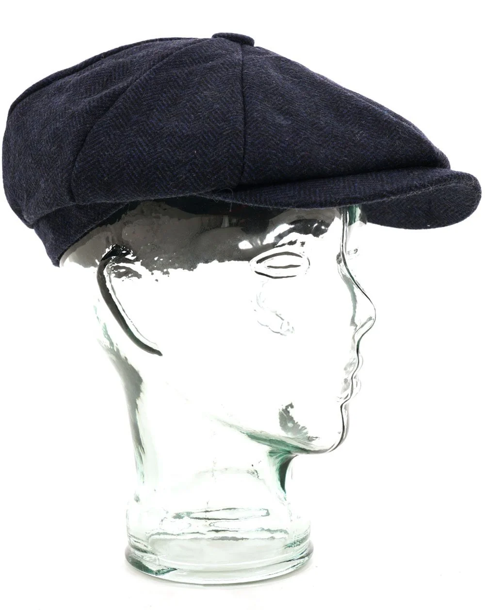 Heritage Traditions Carlyle Tweed Herringbone Newsboy Cap Navy - Image 3