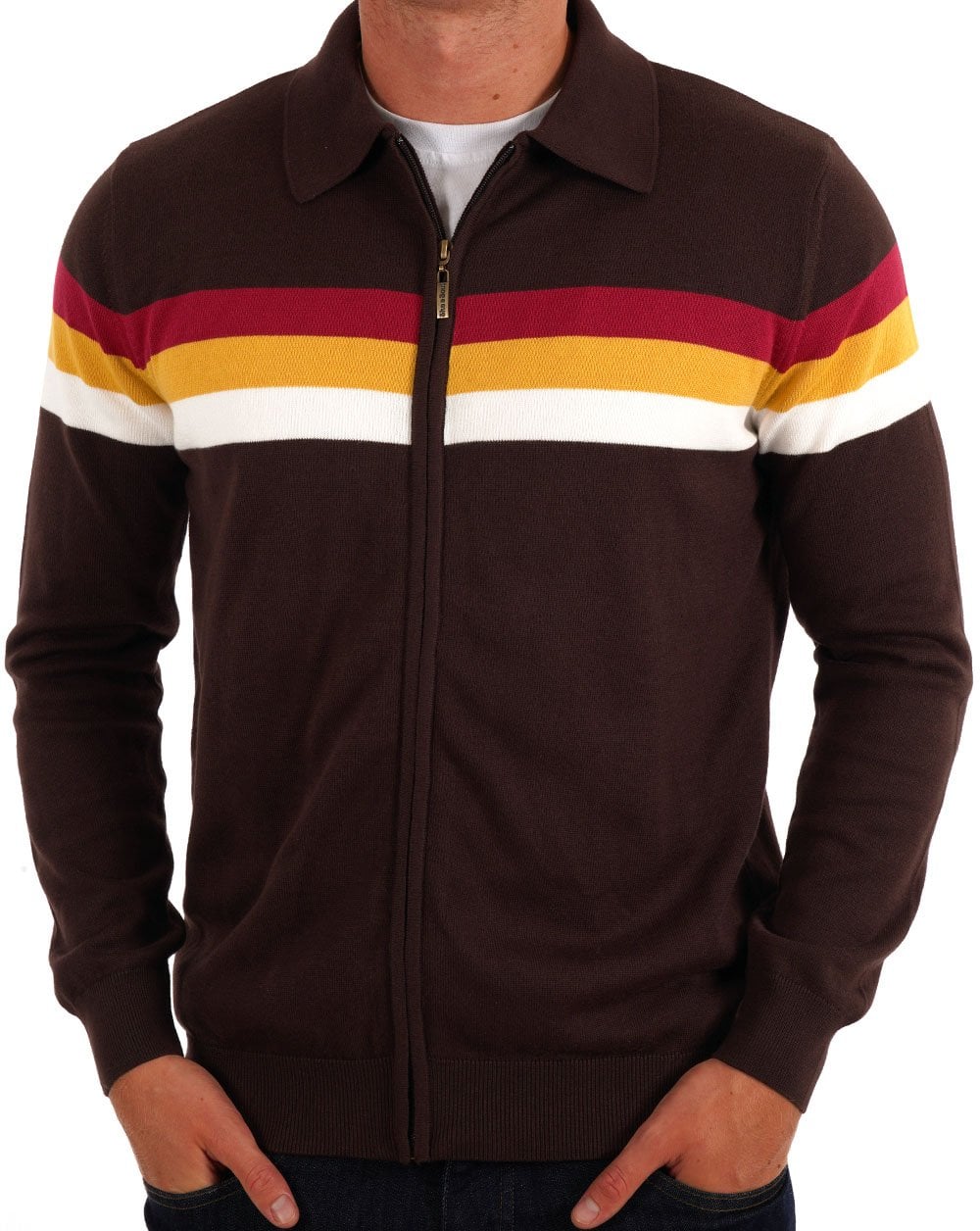 Icons Gallagher Zip Thru Knit Chocolate