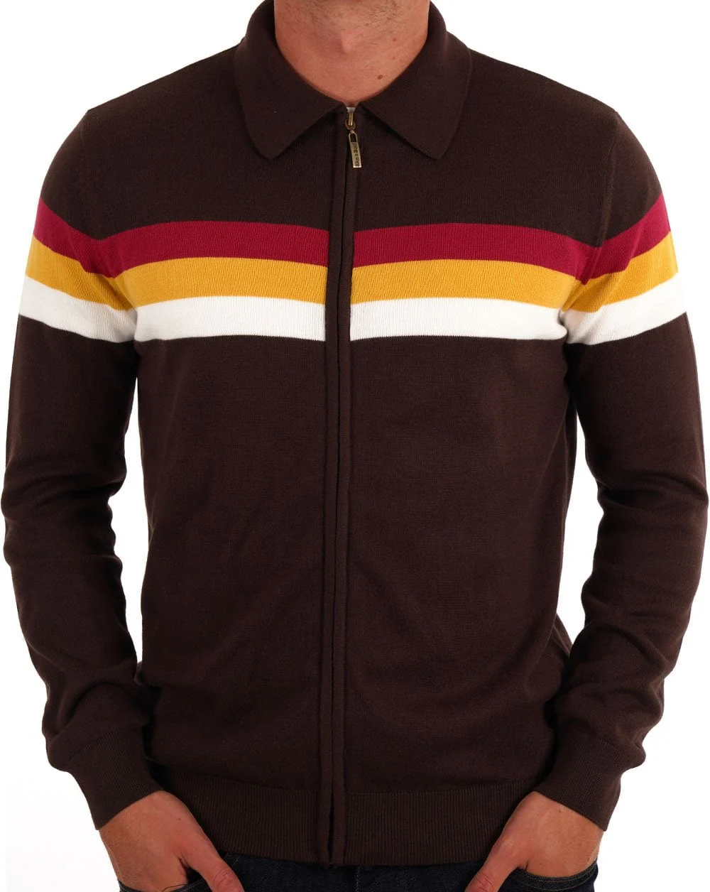 Icons Gallagher Zip Thru Knit Chocolate - Image 2