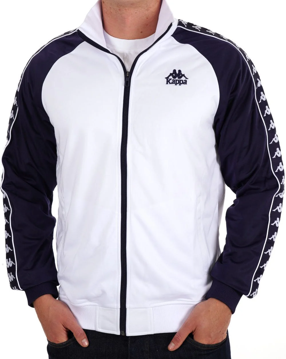 Kappa Uriah Track Top White/Navy Blue - Image 3