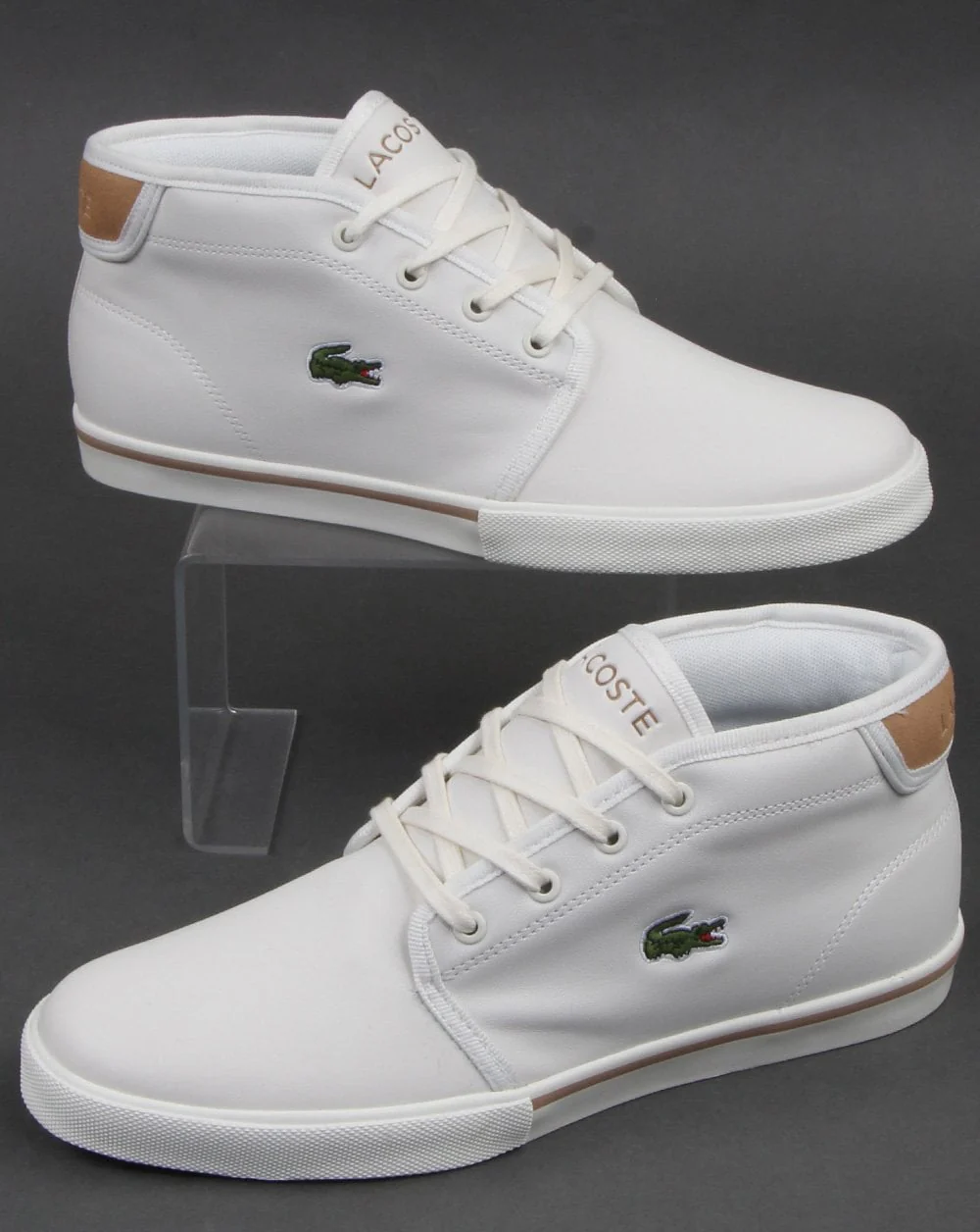 Lacoste Ampthill Leather Trainer Off White/tan