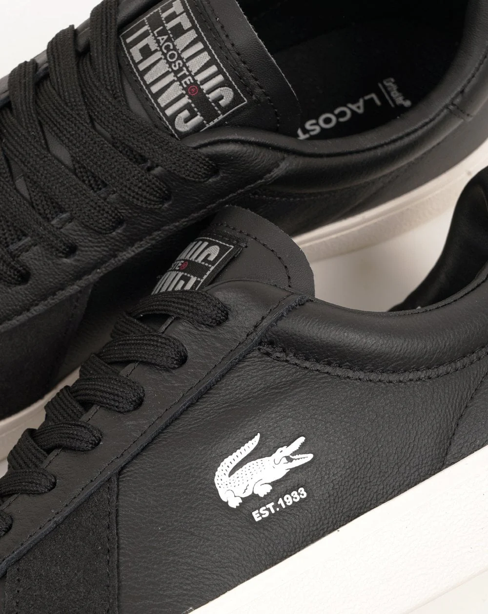 Lacoste Baseshot Pro Leather Trainers Black/Off White - Image 3
