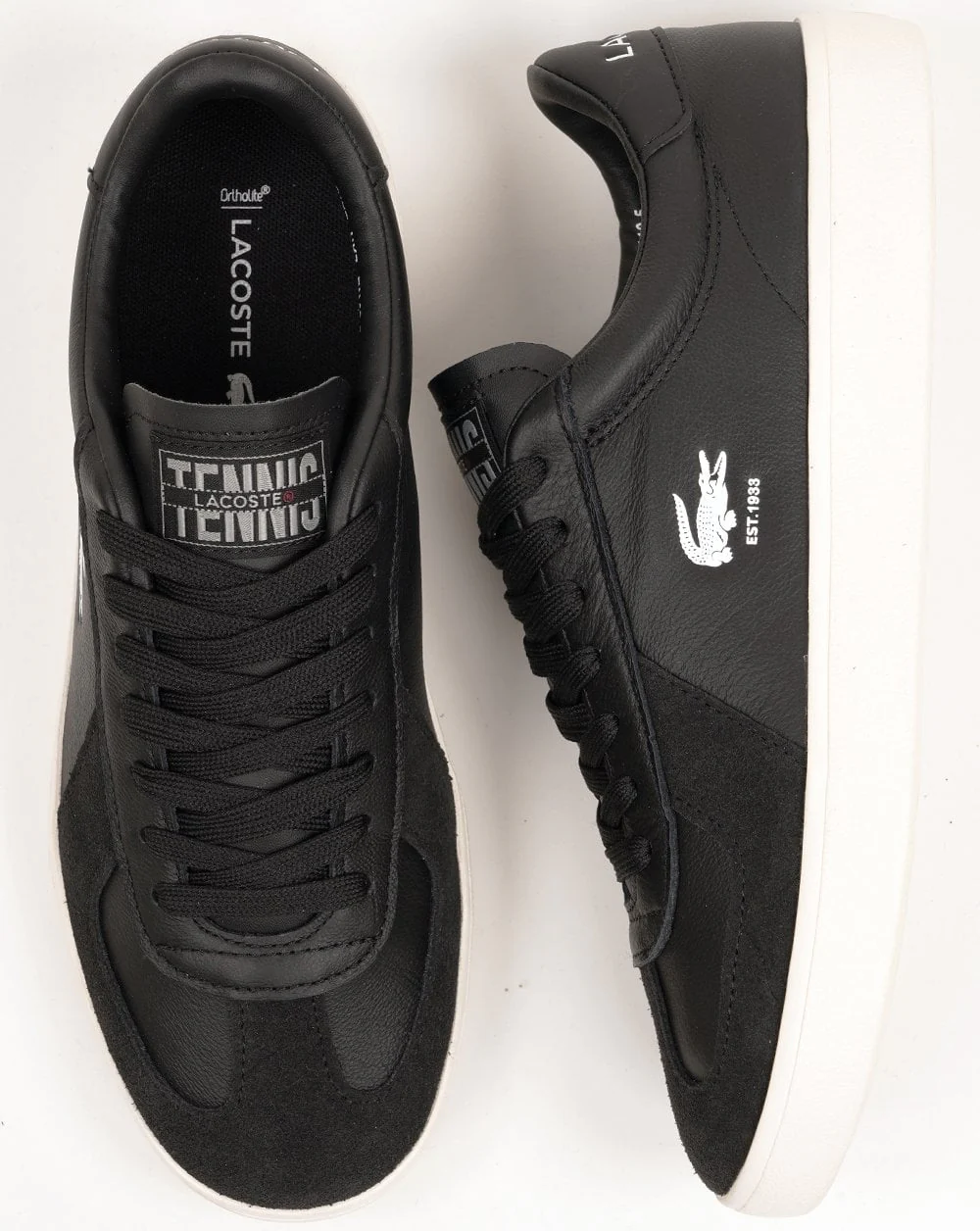 Lacoste Baseshot Pro Leather Trainers Black/Off White - Image 4