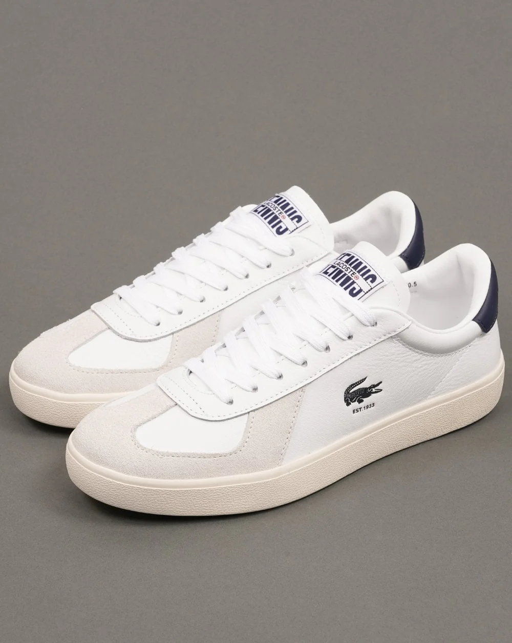 Lacoste Baseshot Pro Leather Trainers White/Navy - Image 2